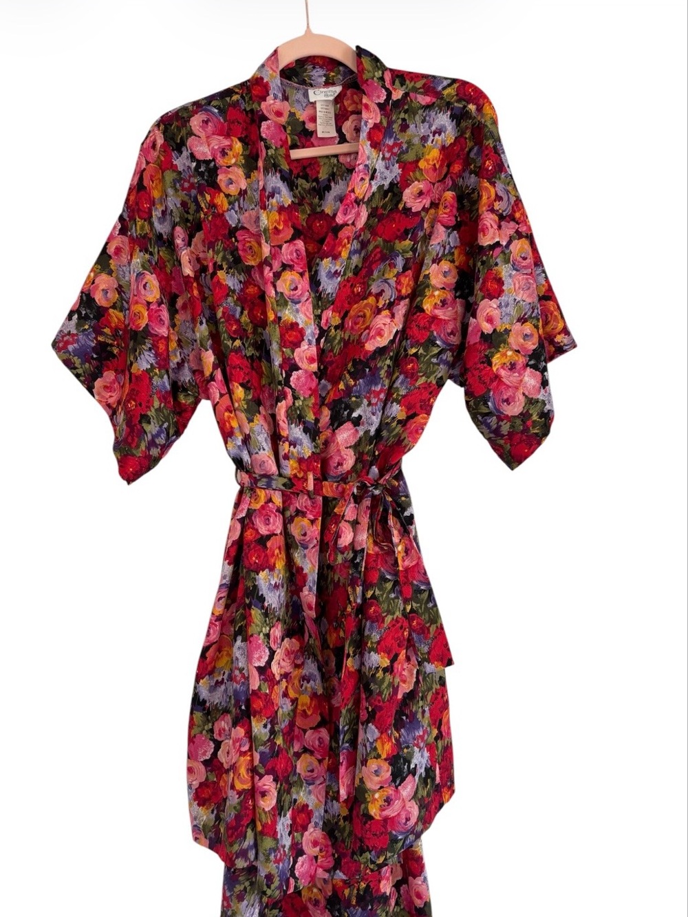2 Piece Vintage Cinema Etoile Floral Robe & Slip Dress